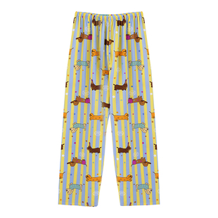 睡裤女士夏季棉绸可爱薄款休闲长裤春秋宽松大码可外穿九分家居裤