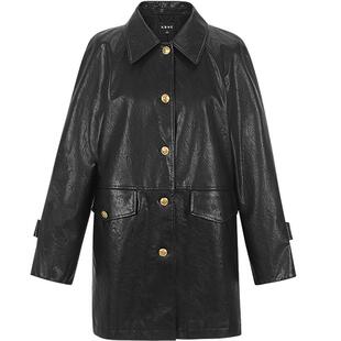 KBNE2025新款黑色皮衣外套女高级感风衣短款夹克修身复古上衣春秋