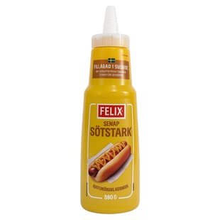 瑞典FELIX菲力斯芥末酱原味挤压瓶装360g现货速发Mustard Sauce