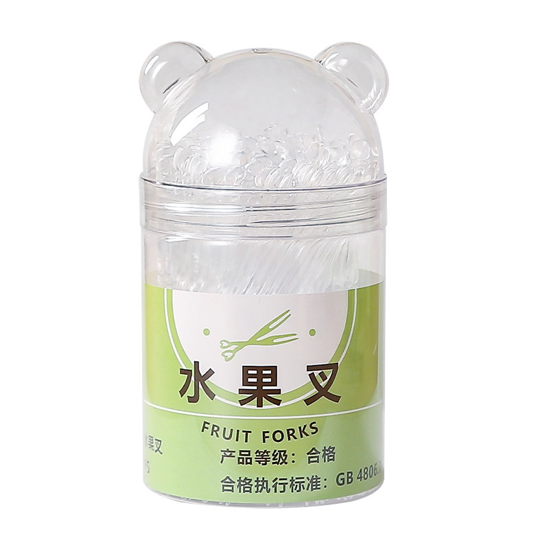 一次性水果叉灌装家用水果签透明