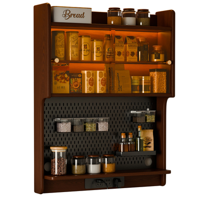 实木吊柜悬浮柜壁挂餐边柜餐桌一体家用小户型上墙置物架储物柜