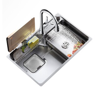 日丰集优pro厨房水槽304不锈钢洗菜盆瀑布大单槽日式洗碗台下盆