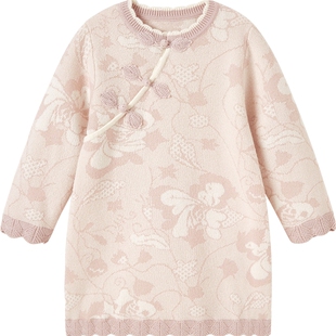 【高定系列】英氏高定女童羊毛连衣裙保暖秋秋冬裙子长袖春季