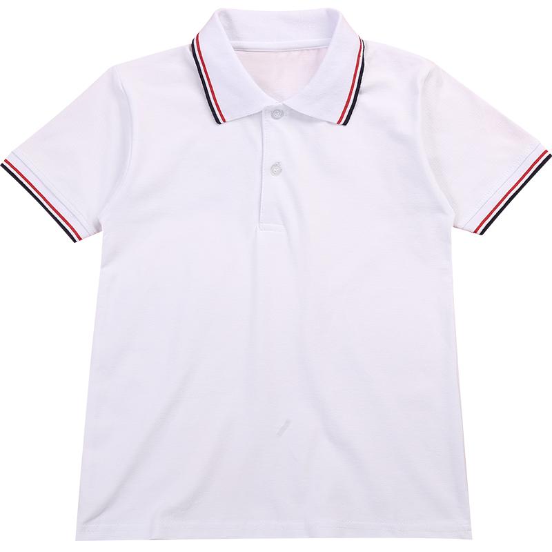 儿童polo衫夏季男童女童短袖T恤小学生校服中学白色上衣毕业班服