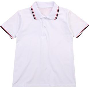 儿童polo衫夏季男童女童短袖T恤小学生校服中学白色上衣毕业班服