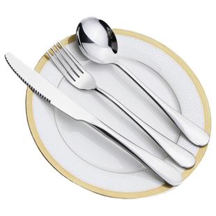 新高档牛排刀叉盘套装西餐餐具刀叉勺三件套家用不锈钢西餐叉餐具