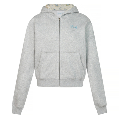 LKOD碎花修身短款帽衫卫衣