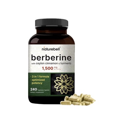 现货 美国NatureBell小檗碱盐酸盐胶囊Berberine HCL 1500mg240粒