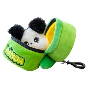 创意竹筒熊猫钥匙扣挂件可爱迷你小号玩偶书包背包布娃娃挂饰挂链