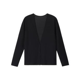 【新品】素然ZUCZUG 4M36 25冬女士通勤羊毛薄透华夫格V领开衫