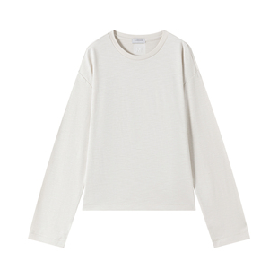 VLABMADE 复古松弛竹节纹理面料*基础纯色刺绣单缝线圆领长袖T恤