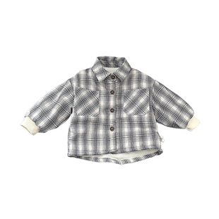 男童冬季加绒保暖格子衬衫男宝宝洋气时髦百搭衬衣婴幼儿休闲外套