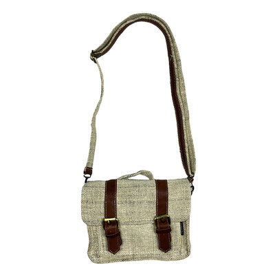 RNRNEPAL山林回响斜挎包 汉麻牛皮拼接邮差包男手提包女包包