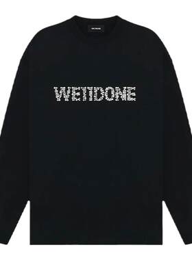 we11龚俊赵露思明星同款珍珠单排字母铆钉烫钻情侣宽松长袖T恤潮