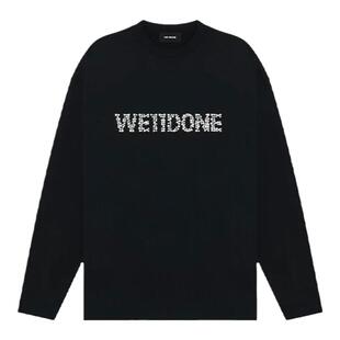 we11龚俊赵露思明星同款珍珠单排字母铆钉烫钻情侣宽松长袖T恤潮