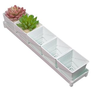 美莳窄窗台阳台多肉花盆长条形套装组合控根透气肉肉植物塑料小号