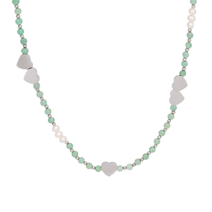 浮漾FLOAT法式绿色天然石串珠项链女爱心拼接锁骨链戒指饰品套装