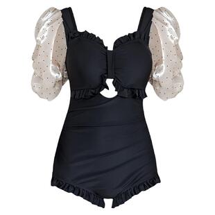 洛丽卡泳衣女夏季保守连体显瘦遮肚2022年新款爆款游泳衣小胸聚拢