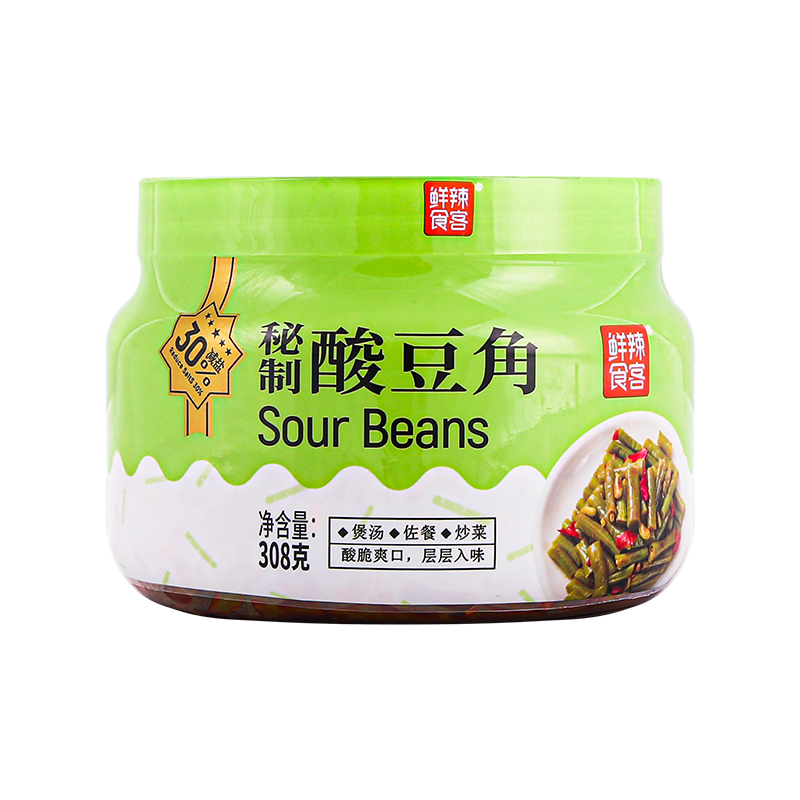 鲜辣食客秘制酸豆角酸豇豆早饭下饭菜开味小菜网红咸菜酱腌菜罐装