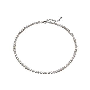 DARA戴拉925银近圆强光淡水珍珠项链5-6mm锁骨链轻奢时尚大气款