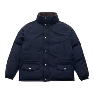 【现货】韩国八奶the barnnet羽绒服章若楠海军蓝立领白鹅绒外套