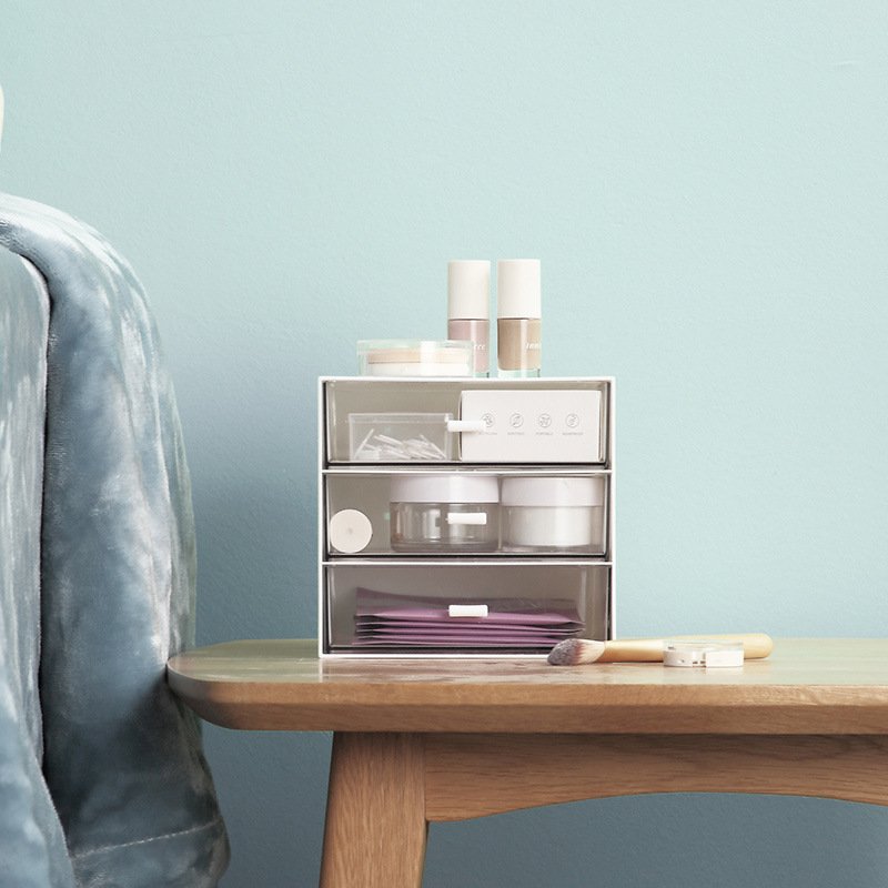 桌面抽屉式收纳盒办公室化妆品储物柜子小箱书桌上学生宿舍置物架