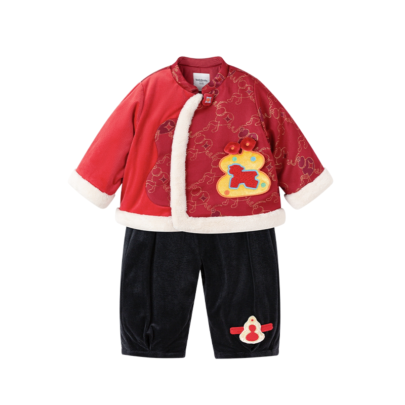 巴拉巴拉宝宝春装拜年服两件套