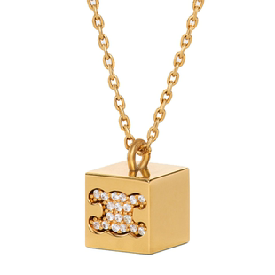 骰子凯旋门镶钻金色网红爆款细锁骨链耳环一套冬天配衣服项链女生