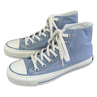 天空蓝港风情侣款平底休闲帆布鞋