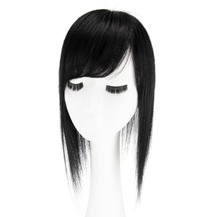 真发假发片女头顶遮白发厚刘海全真人发斜刘海中老年增发量补发片