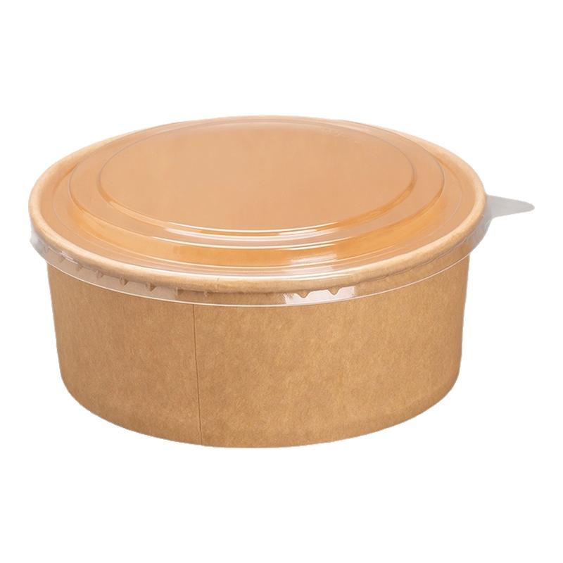 一次性泡面碗桶食品级免洗耐高温纸碗牛皮纸打包盒拌面碗带盖餐盒