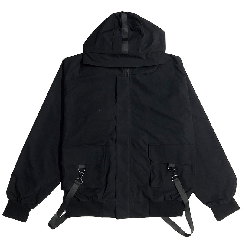 春秋工装冲锋衣外套痞帅风潮牌机能夹克男士短款连帽休闲衣服潮流