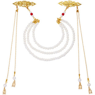 汉服头饰套装古风珍珠流苏额饰古装明制后压发夹配饰宋风百搭饰品