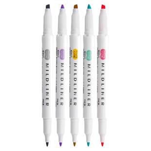 邮日本ZEBRA斑马Mildliner淡色双头荧光标记笔记号笔彩色划重点WKT7学生用账DIY涂鸦暗色系彩色手帐笔烟熏色