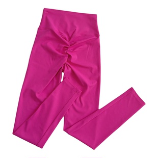 裸感褶皱菊花瑜伽裤女高腰显瘦蜜桃提臀跑步运动普拉提紧身健身裤