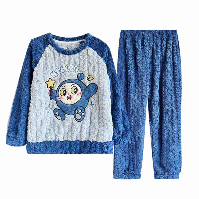儿童睡衣男孩冬加厚珊瑚绒家居服