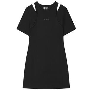 FILA斐乐官方女士连衣裙2025夏季新款针织时尚休闲修身连身裙子女