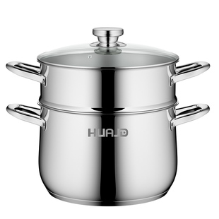 华际达小蒸锅304不锈钢家用加厚蒸笼双层三层小型电磁炉汤锅两用