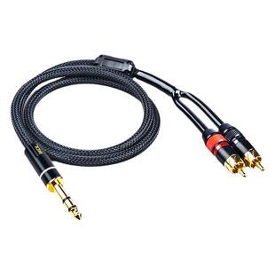 6.35转RCA大三芯6.5转双莲花一分二音频线调音台声卡音箱怪兽线