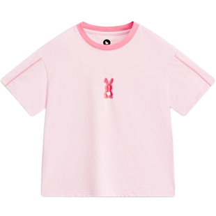 MQD夏装儿童女童短袖t恤2025新款冰氧吧凉感圆领卡通体恤打底衫