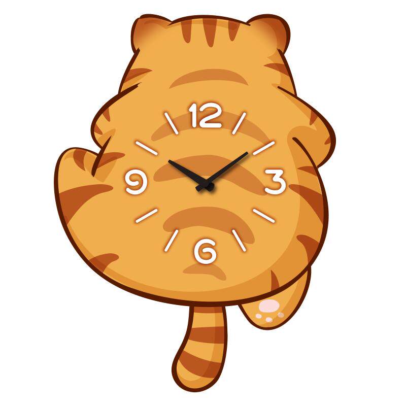 新款创意猫咪时钟客厅挂钟免打孔