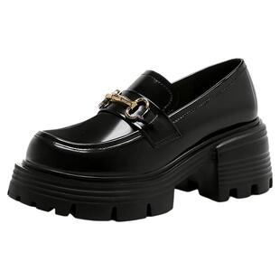 星期六厚底乐福鞋女2025新款秋季女鞋一脚蹬通勤单鞋黑色jk小皮鞋