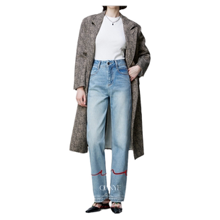 2025春秋新款直筒牛仔裤女裤时尚潮流女款高腰阔腿宽松百搭长裤子