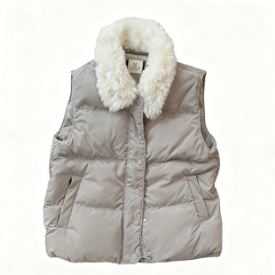 欧洲站2025新款CICICOCO猫头鹰韩版时尚羊羔毛领羽绒马甲女欧货潮