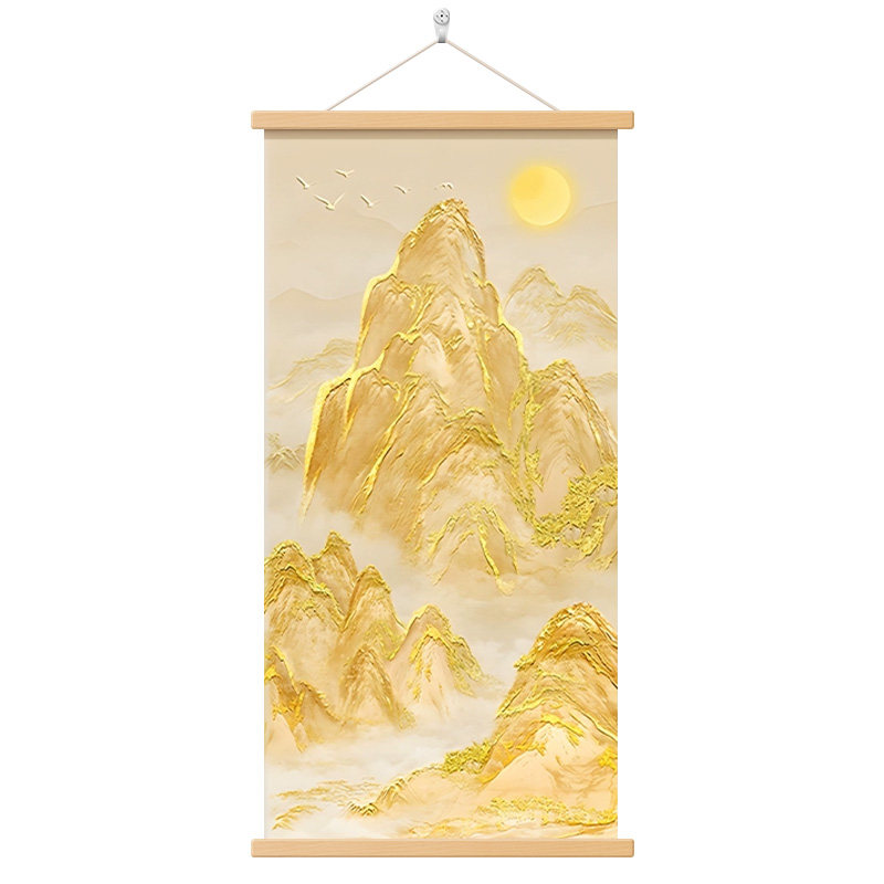 简约现代日照金山玄关挂画