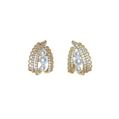 Starryee宫廷风金色蕾丝花边耳钉