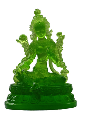 古法琉璃绿度母佛像供奉摆件耐用
