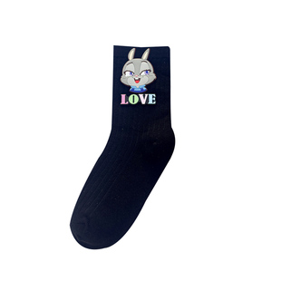 朱迪尼克儿童袜子秋冬纯棉卡通疯狂动物城男童女童宝宝纯色中筒袜