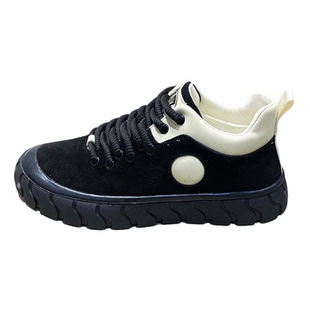 休闲风男士黑色厚底板鞋2025秋冬新款潮流百搭系带低帮韩版运动鞋
