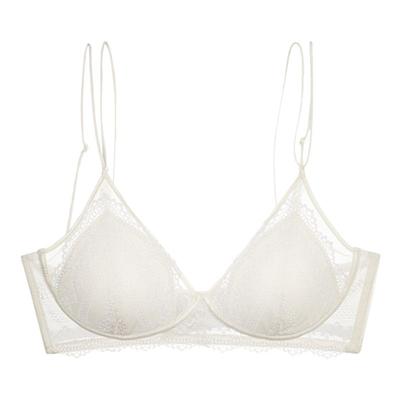 MIMI FANTASY白色法式性感蕾丝三角杯内衣2025夏季透气细肩带文胸
